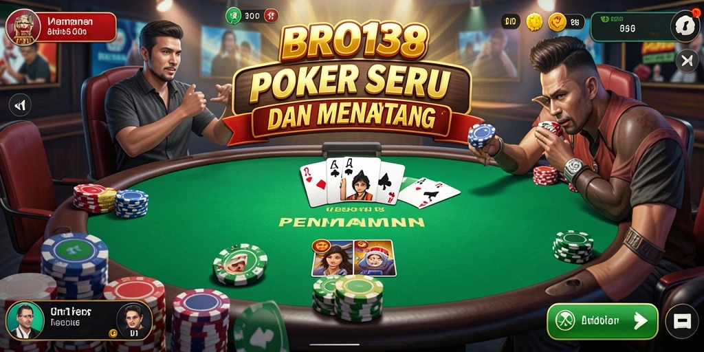 Tampilan menangkap momen seru saat bermain Poker di BRO138.
