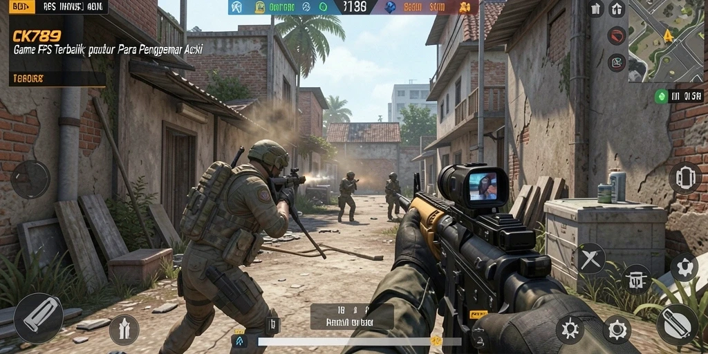 Screenshot gameplay CK789 yang menampilkan aksi FPS seru dan mendebarkan.