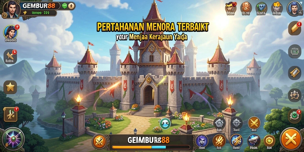 Tampilan gameplay menara pertahanan dalam aksi saat melawan serangan musuh.