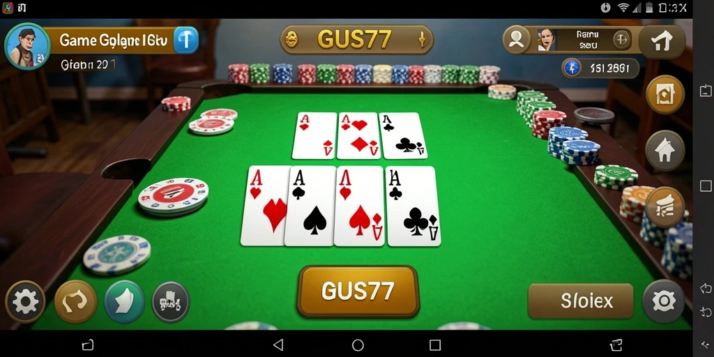 Screenshot gameplay GUS77, menampilkan suasana bermain Gaple.