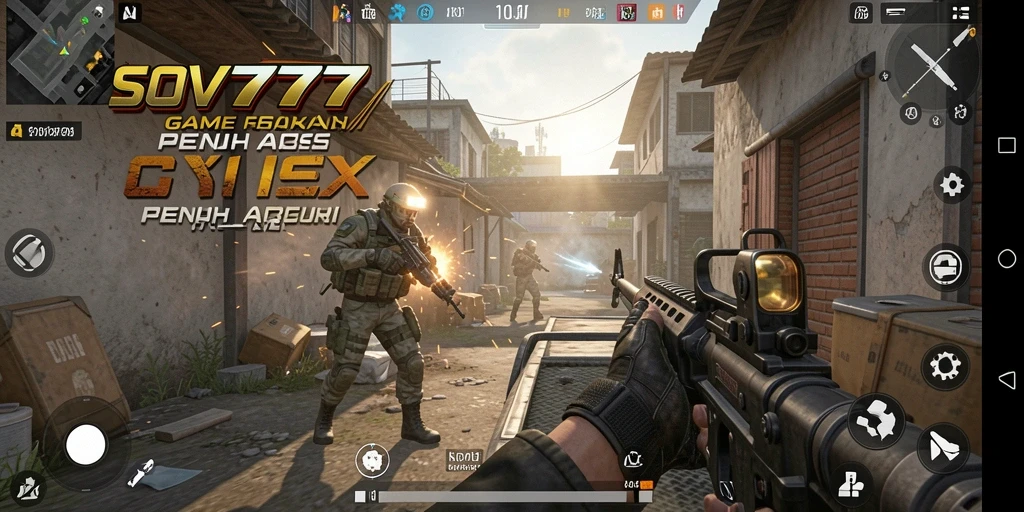 Screenshot gameplay SOV777 menampilkan aksi tembak-menembak yang intens.
