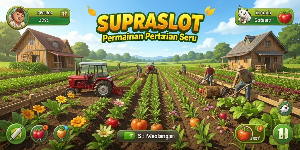 Tangkapan layar SUPRASLOT menampilkan aktivitas pertanian yang mengasyikkan.